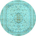 Round Machine Washable Abstract Light Blue Modern Rug, wshabs2134lblu