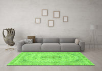 Machine Washable Abstract Green Modern Rug, wshabs2134grn