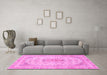 Machine Washable Abstract Pink Modern Rug in a Living Room, wshabs2134pnk