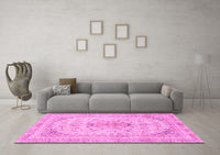 Machine Washable Abstract Pink Modern Rug, wshabs2134pnk