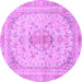 Round Machine Washable Abstract Purple Modern Area Rugs, wshabs2134pur