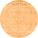 Round Machine Washable Abstract Orange Modern Area Rugs, wshabs2135org