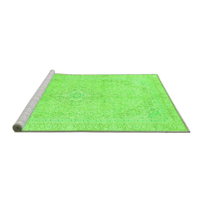 Sideview of Machine Washable Abstract Green Modern Area Rugs, wshabs2135grn