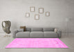 Machine Washable Abstract Pink Modern Rug in a Living Room, wshabs2135pnk