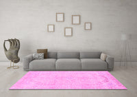 Machine Washable Abstract Pink Modern Rug, wshabs2135pnk