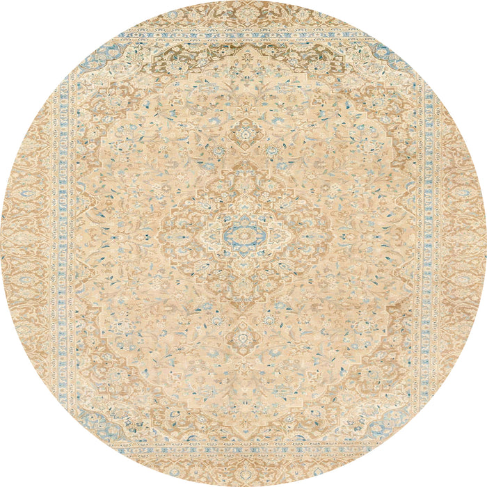 Round Abstract Khaki Gold Modern Rug, abs2135