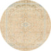 Round Abstract Khaki Gold Modern Rug, abs2135