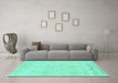 Machine Washable Abstract Turquoise Modern Area Rugs in a Living Room,, wshabs2135turq