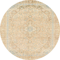 Round Machine Washable Abstract Khaki Gold Rug, wshabs2135