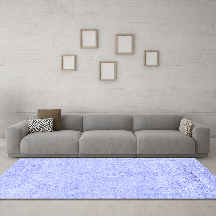 Machine Washable Abstract Blue Modern Rug in a Living Room, wshabs2135blu