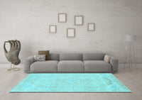 Machine Washable Abstract Light Blue Modern Rug, wshabs2135lblu