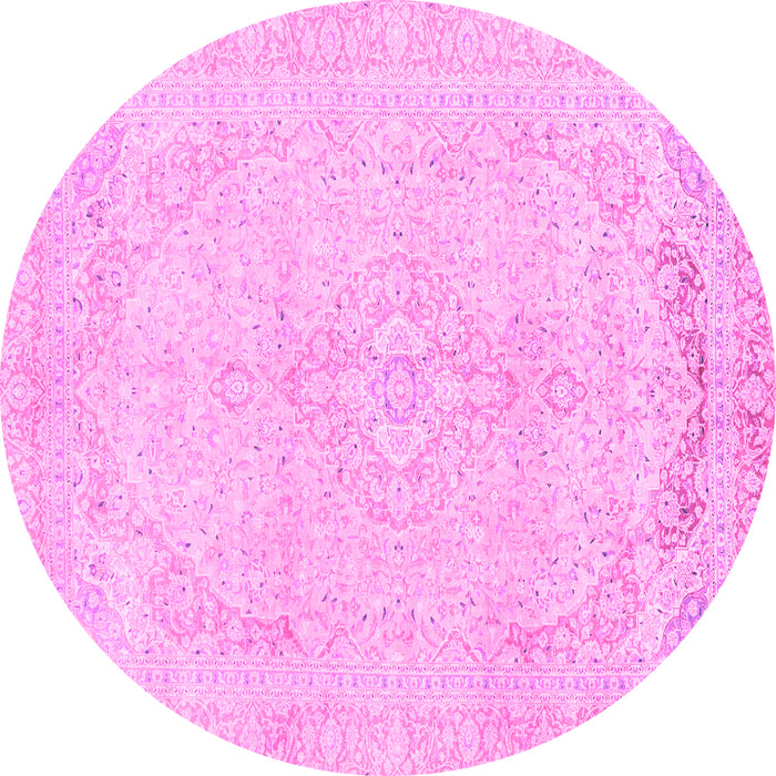 Round Abstract Pink Modern Rug, abs2135pnk