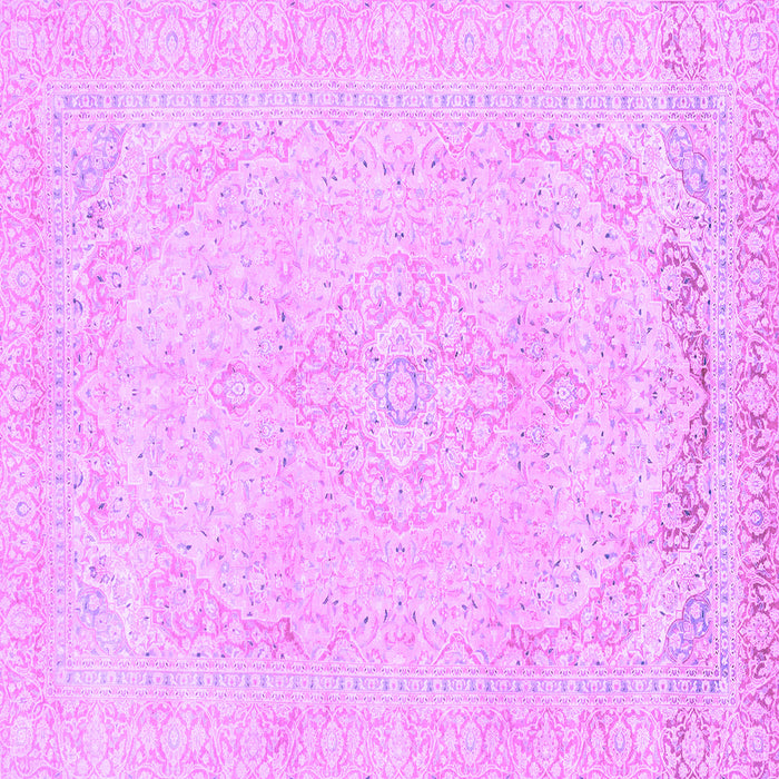 Square Machine Washable Abstract Purple Modern Area Rugs, wshabs2135pur