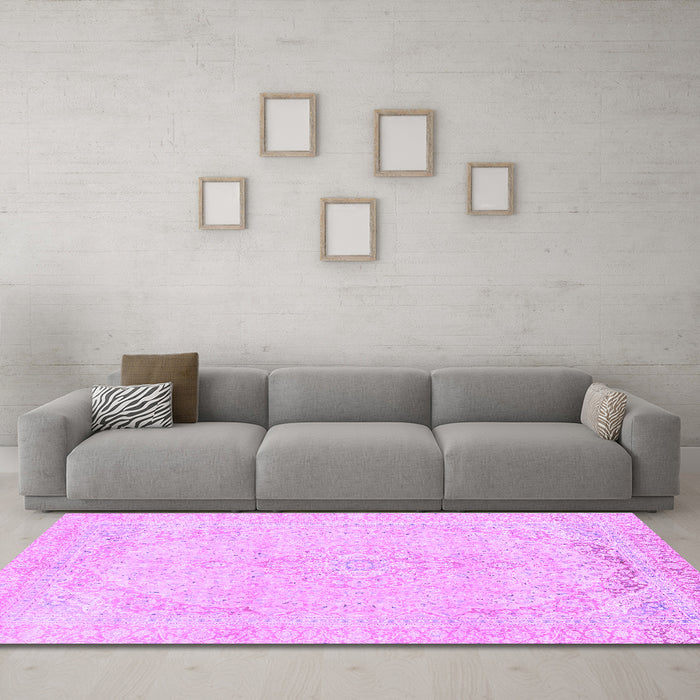 Machine Washable Abstract Purple Modern Area Rugs in a Living Room, wshabs2135pur