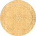 Round Abstract Brown Modern Rug, abs2135brn