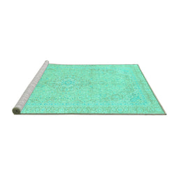 Sideview of Machine Washable Abstract Turquoise Modern Area Rugs, wshabs2135turq