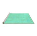 Sideview of Machine Washable Abstract Turquoise Modern Area Rugs, wshabs2135turq