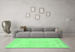 Machine Washable Abstract Emerald Green Modern Area Rugs in a Living Room,, wshabs2135emgrn