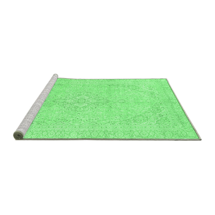 Sideview of Machine Washable Abstract Emerald Green Modern Area Rugs, wshabs2135emgrn