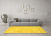 Machine Washable Abstract Yellow Modern Rug in a Living Room, wshabs2135yw