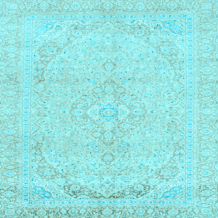 Square Abstract Light Blue Modern Rug, abs2135lblu