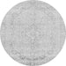 Round Machine Washable Abstract Gray Modern Rug, wshabs2135gry