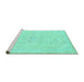 Sideview of Machine Washable Abstract Turquoise Modern Area Rugs, wshabs2136turq