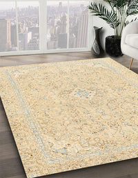 Abstract Khaki Gold Modern Rug, abs2136