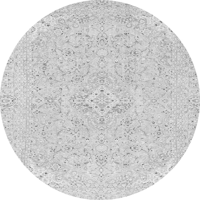 Round Machine Washable Abstract Gray Modern Rug, wshabs2136gry