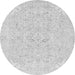 Round Machine Washable Abstract Gray Modern Rug, wshabs2136gry