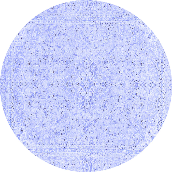 Round Abstract Blue Modern Rug, abs2136blu