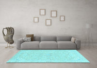 Machine Washable Abstract Light Blue Modern Rug, wshabs2136lblu