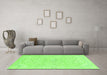 Machine Washable Abstract Green Modern Area Rugs in a Living Room,, wshabs2136grn