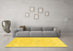 Machine Washable Abstract Yellow Modern Rug in a Living Room, wshabs2136yw