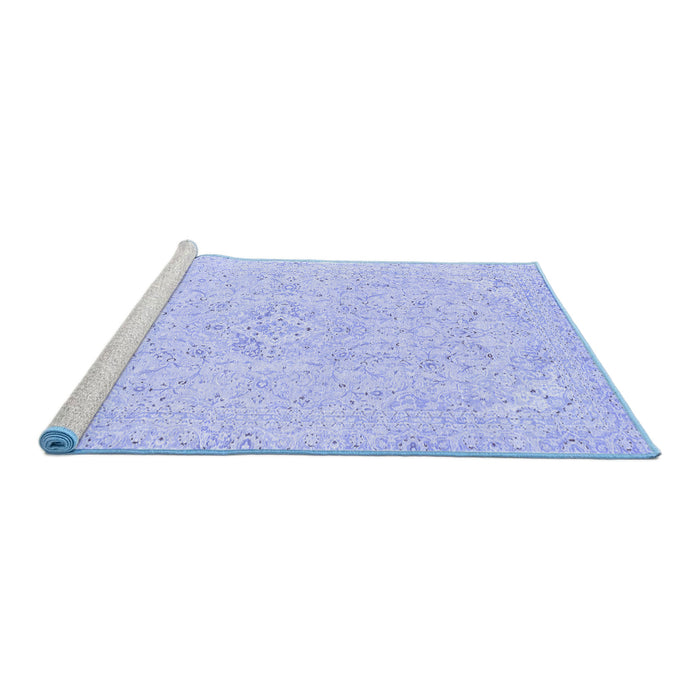 Sideview of Machine Washable Abstract Blue Modern Rug, wshabs2136blu