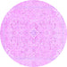 Round Machine Washable Abstract Purple Modern Area Rugs, wshabs2136pur