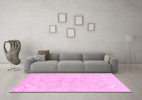 Machine Washable Abstract Pink Modern Rug, wshabs2136pnk