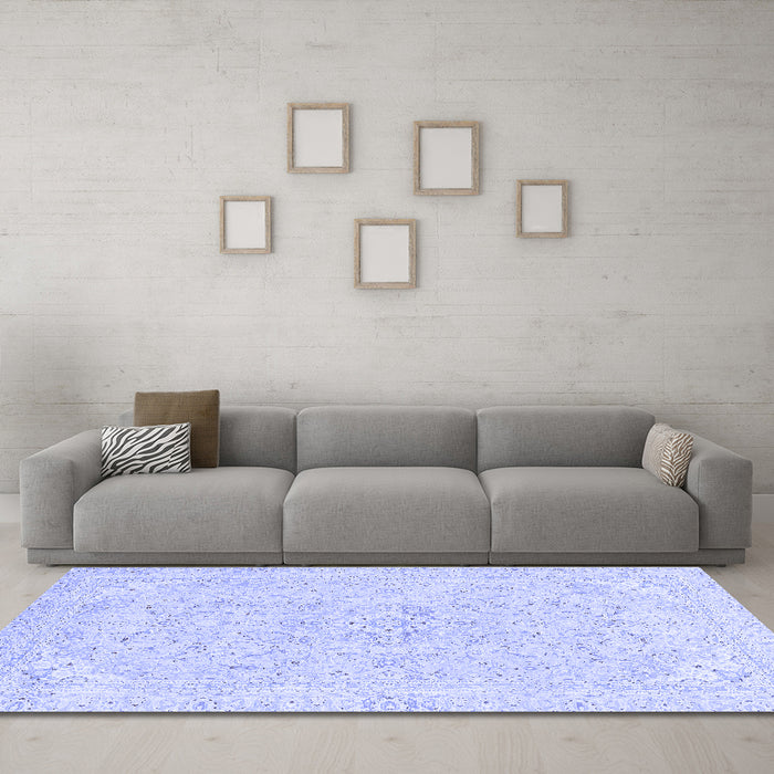 Machine Washable Abstract Blue Modern Rug in a Living Room, wshabs2136blu
