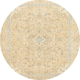 Round Machine Washable Abstract Khaki Gold Rug, wshabs2136
