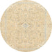 Round Machine Washable Abstract Khaki Gold Rug, wshabs2136