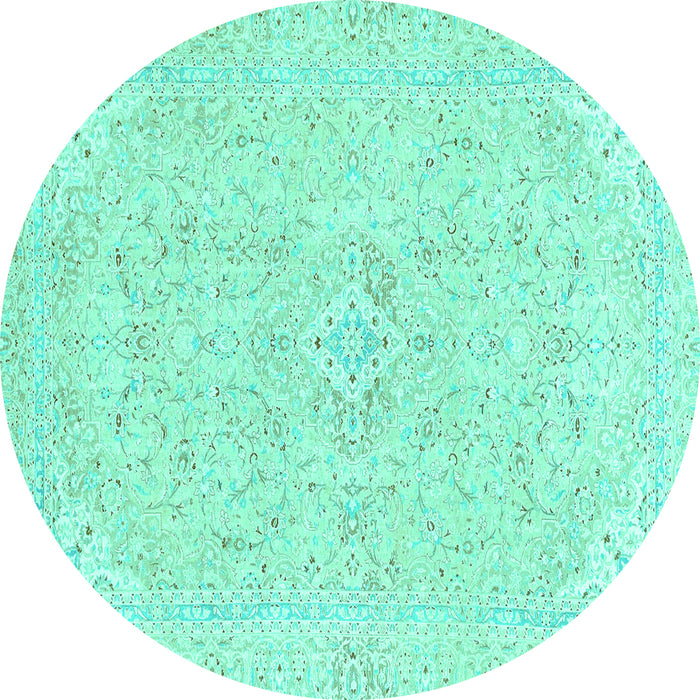 Round Abstract Turquoise Modern Rug, abs2136turq