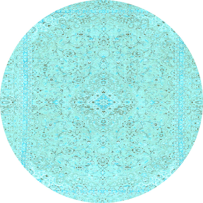 Round Abstract Light Blue Modern Rug, abs2136lblu