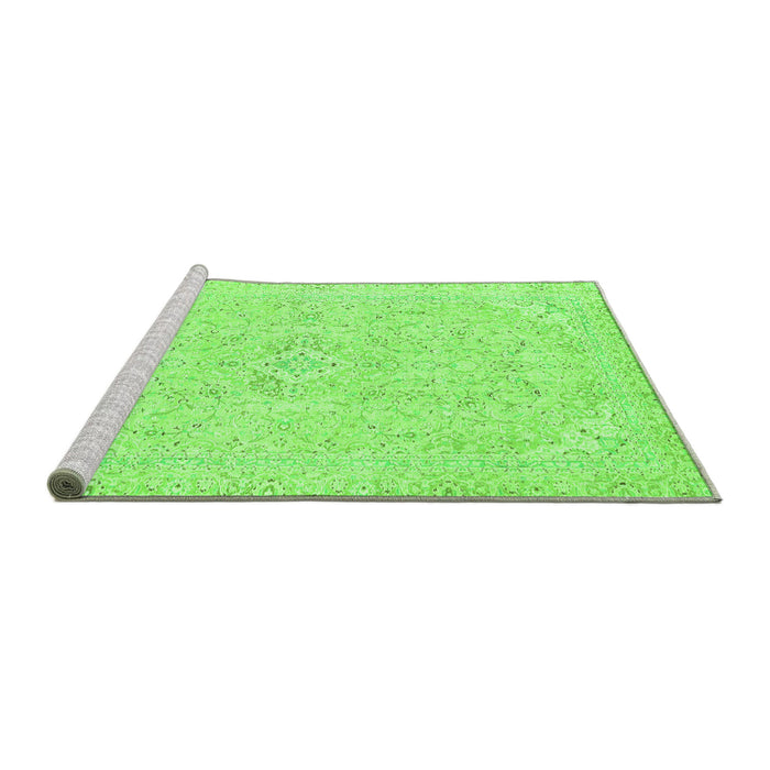 Sideview of Machine Washable Abstract Green Modern Area Rugs, wshabs2136grn