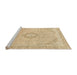 Sideview of Machine Washable Abstract Brown Gold Rug, wshabs2137