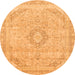 Round Machine Washable Abstract Orange Modern Area Rugs, wshabs2137org