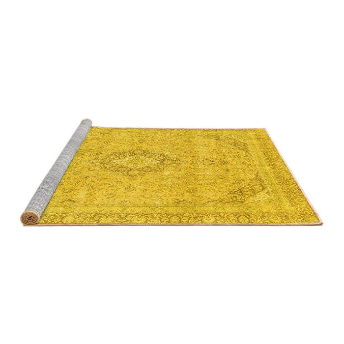 Sideview of Machine Washable Abstract Yellow Modern Rug, wshabs2137yw