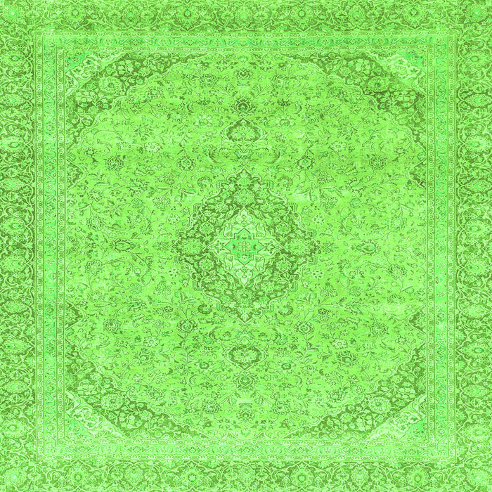 Square Machine Washable Abstract Green Modern Area Rugs, wshabs2137grn