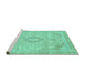 Sideview of Machine Washable Abstract Turquoise Modern Area Rugs, wshabs2137turq