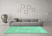 Machine Washable Abstract Turquoise Modern Area Rugs in a Living Room,, wshabs2137turq