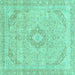 Square Abstract Turquoise Modern Rug, abs2137turq